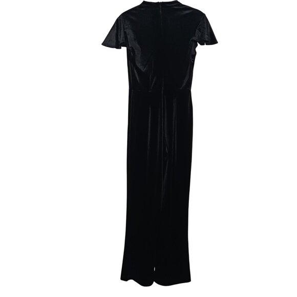 NEW Modcloth Shine with Me Black Velvet Mock Neck‎ Flutter Sleeve Jumpsuit XS - Picture 2 of 15